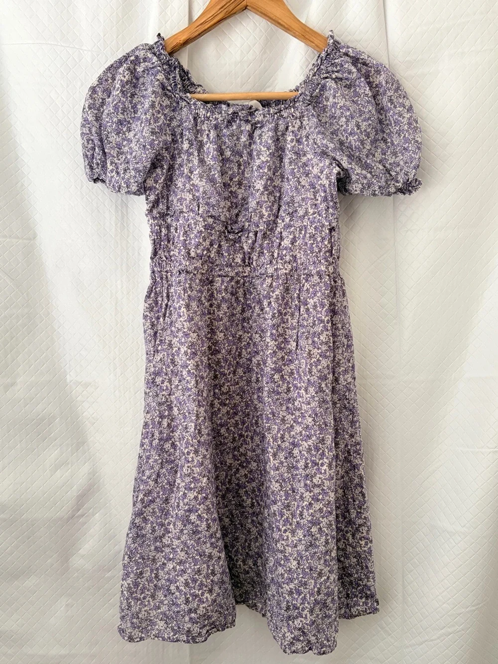 Crewcuts Lavender Floral Puff-Sleeve Midi Dress